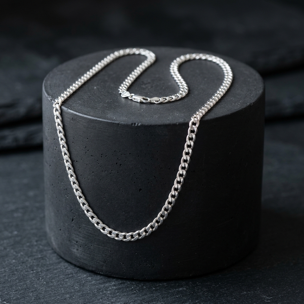 Silver chain necklace — $110