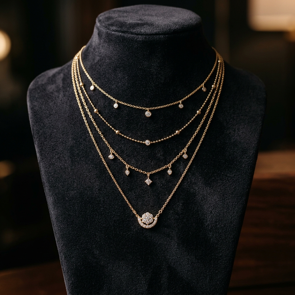 Layered gold necklace — $450